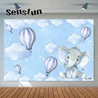 Sensfun голубым слоном для новорожденных вечеринка по случаю рождения ребенка фон для фотосъемки с изображением воздушных шаров и облаков 1st день рождения фон на заказ