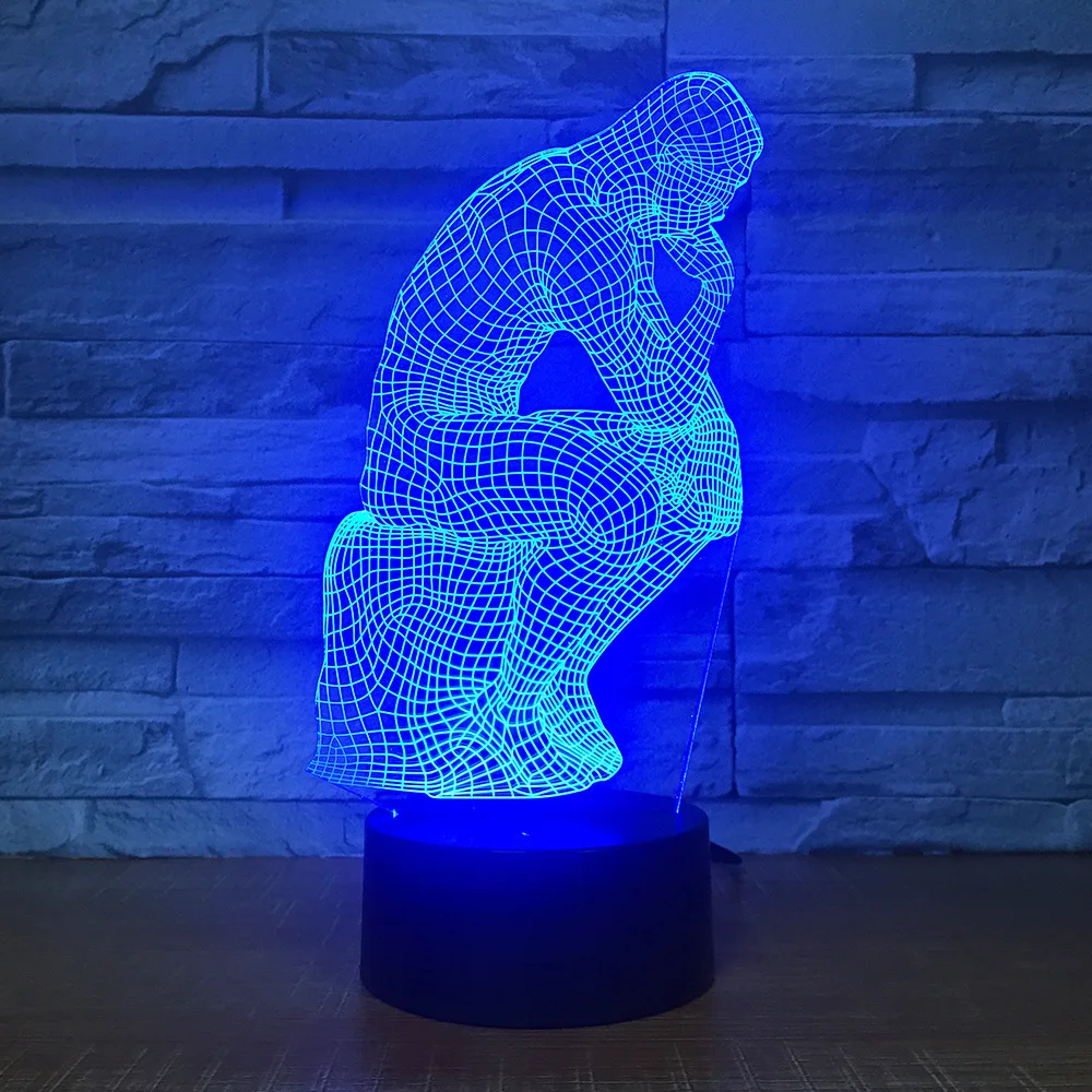 Thinker 3D 7 цветов лампа визуальные Светодиодные ночные светильники для детей