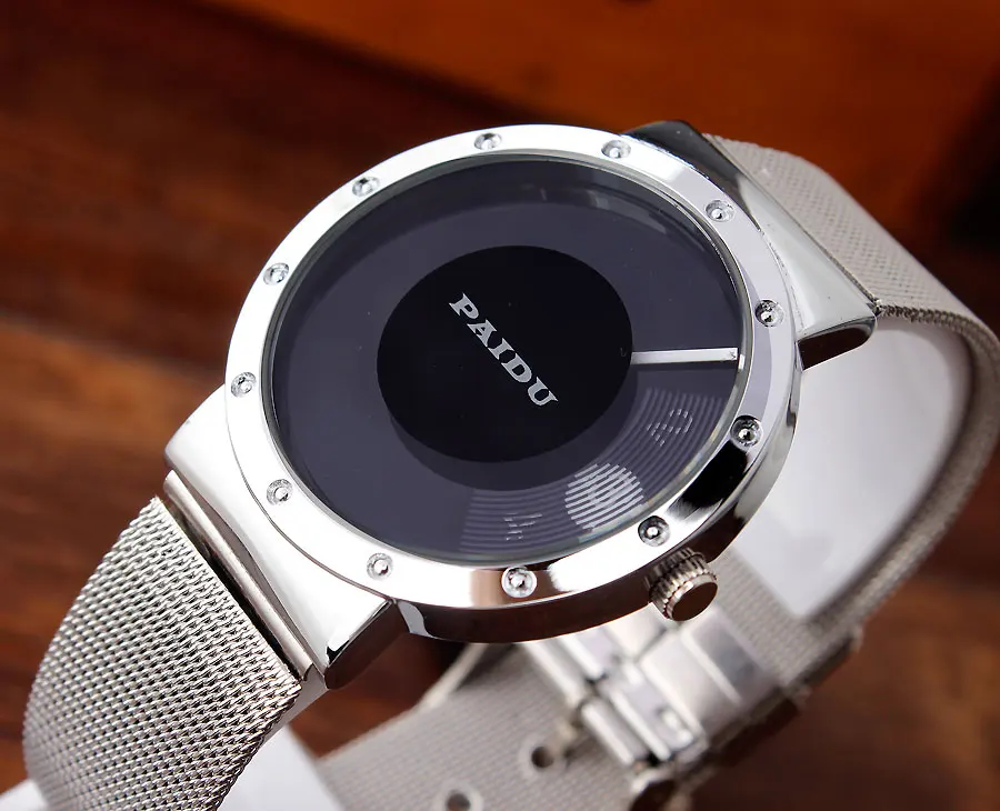 Часы наручные Paidu для мужчин/женщин простые черные/белые с металлическим