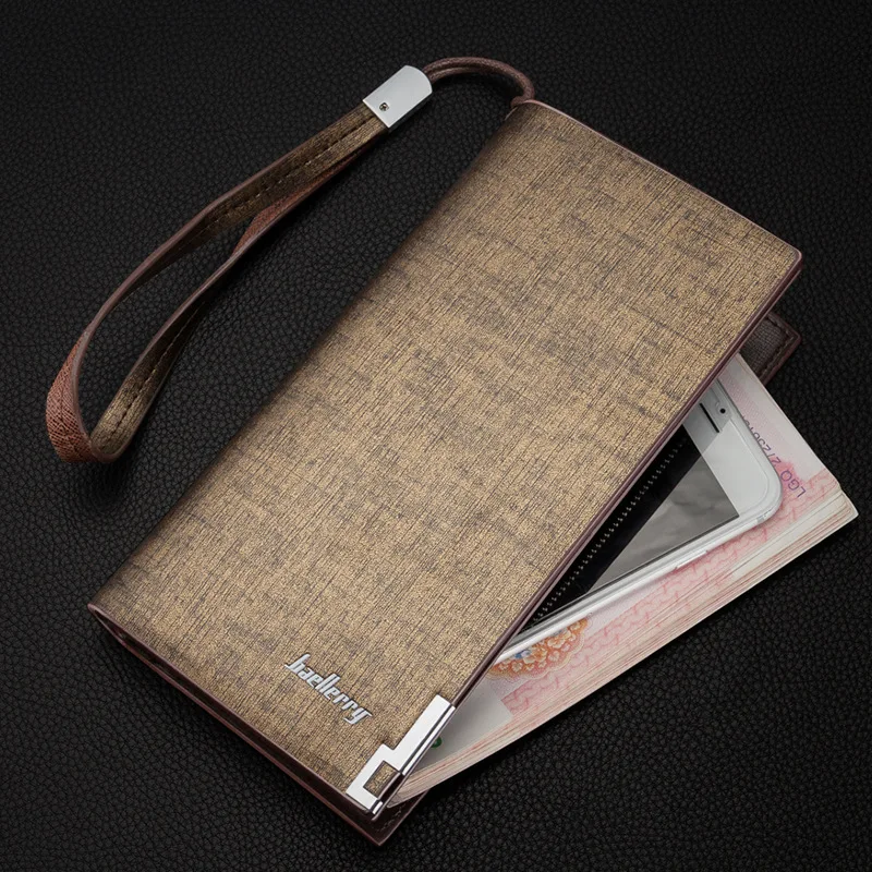 

2021 Men's Long Thin Wallet and Purse Multifunctional Zipper Clutch Western Style Business Large Capacity Men's Handbag