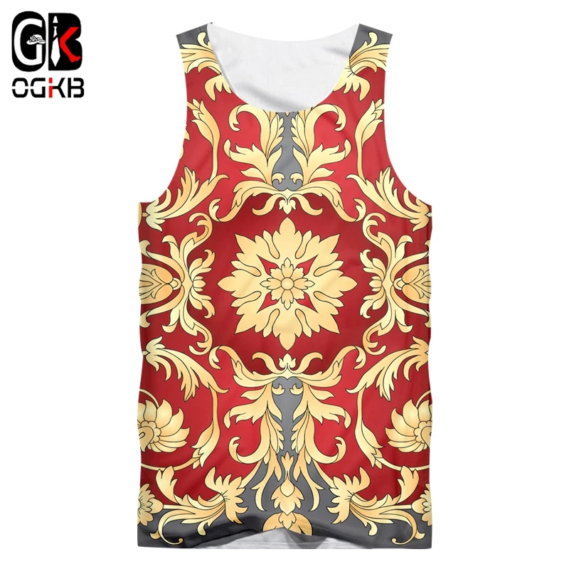 Рубашка OGKB новинка Летний жилет 3D яркий мужской и женский Ретро Роскошный