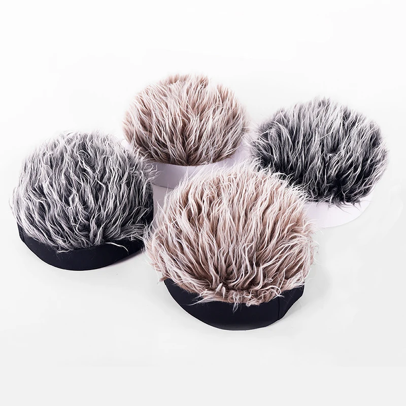 

Men Women Fake Hair Wig Sun Cap Funny Cool Hip Hop Cap Short Melon Cap Solid Color Skullcap Baggy Retro Ski Fisherman