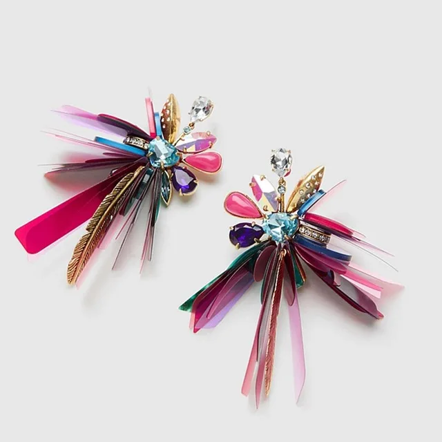 pink Dvacaman модные длинные кисточки кристаллы висячие серьги женские большие Макси массивные серьги Свадебные подарки аксессуары ювелирные изделия бижутерия WW23 - Окраска металла: pink