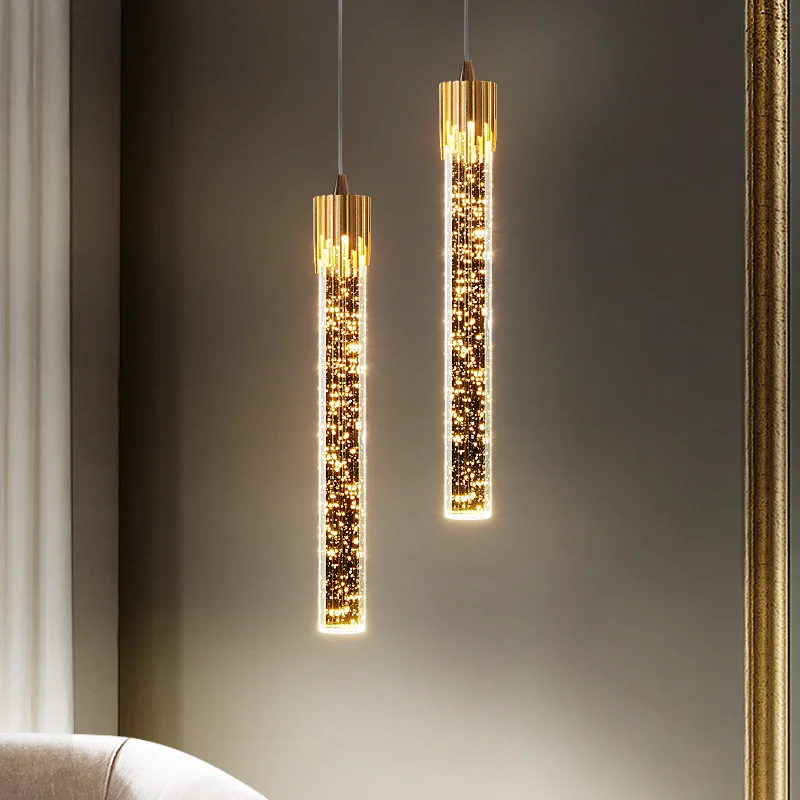 Фото Современный золотой Хрустальный подвесной светильник в скандинавском стиле с