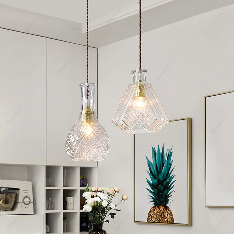 Винтажный подвесной светильник в виде стеклянной бутылки лампа для столовой