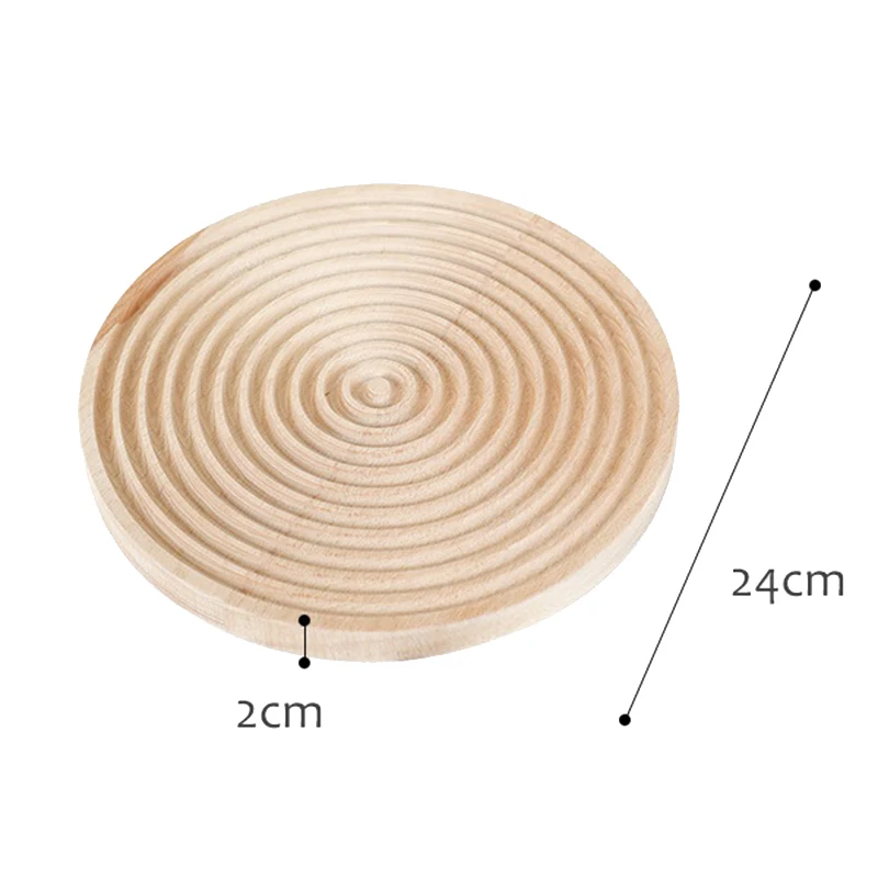 

Wood Board 24cm Afternoon Tea Holder Water Ripple Round Dessert Tray Cake Table Decoration Makeup Jewelry Ring Storage
