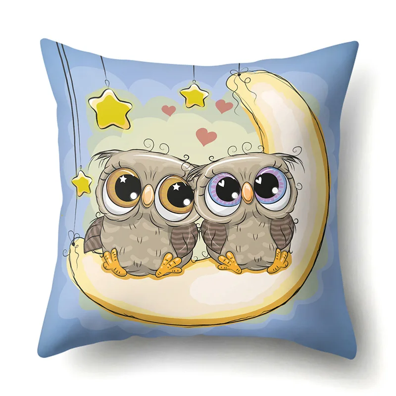 Сова Pattern чехол для подушки с рисунком животных; платья с изображением птиц из полиэстера с подушка чехол украшение Офис декоративная наволочка для подушки 45X45 см