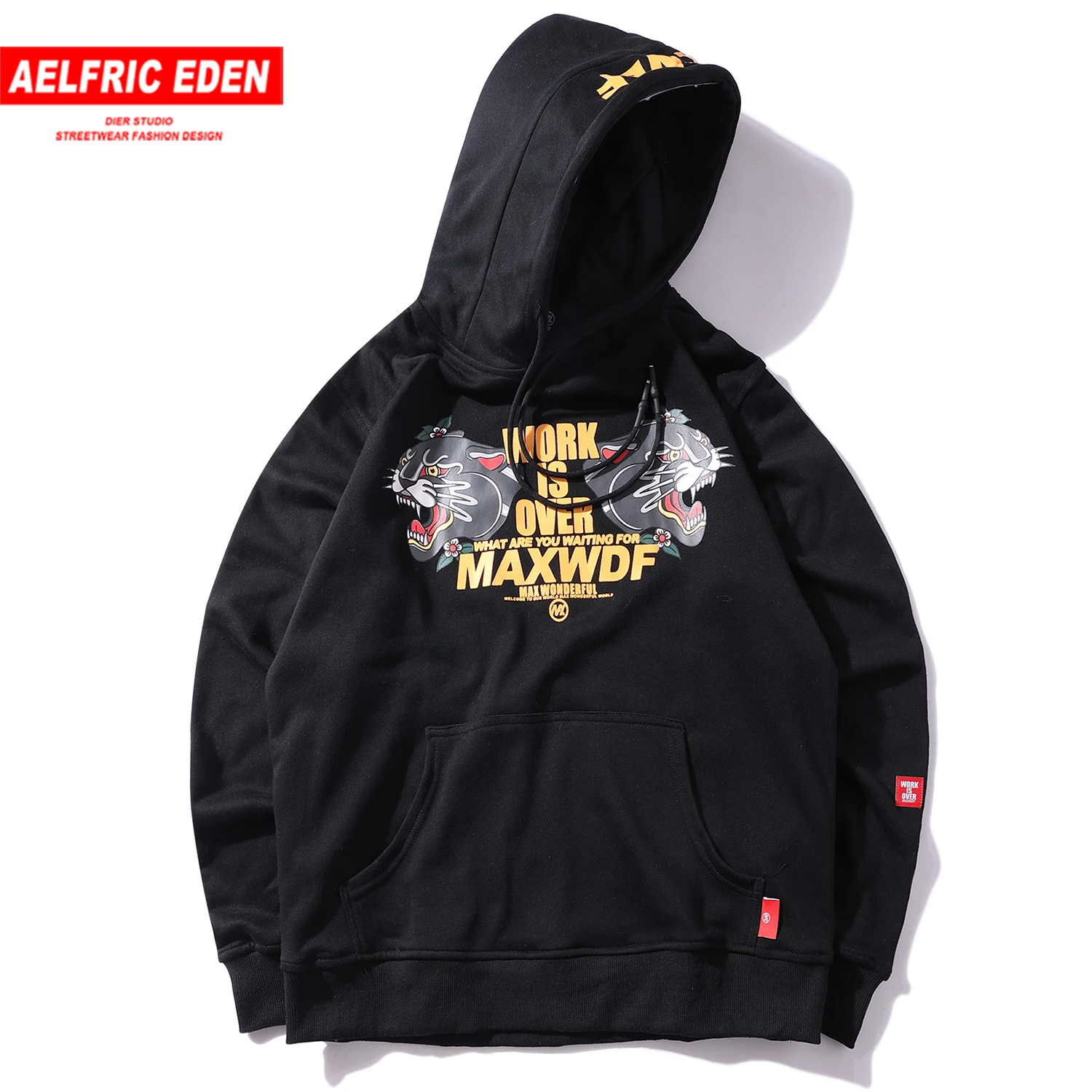 Мужская толстовка с капюшоном Aelfric Eden Повседневный пуловер принтом тигра и букв в