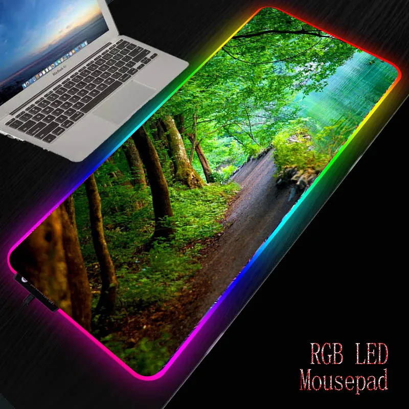 Mairuige дерево Декорации RGB светодиодный Большой Мышь Pad USB Проводная освещение