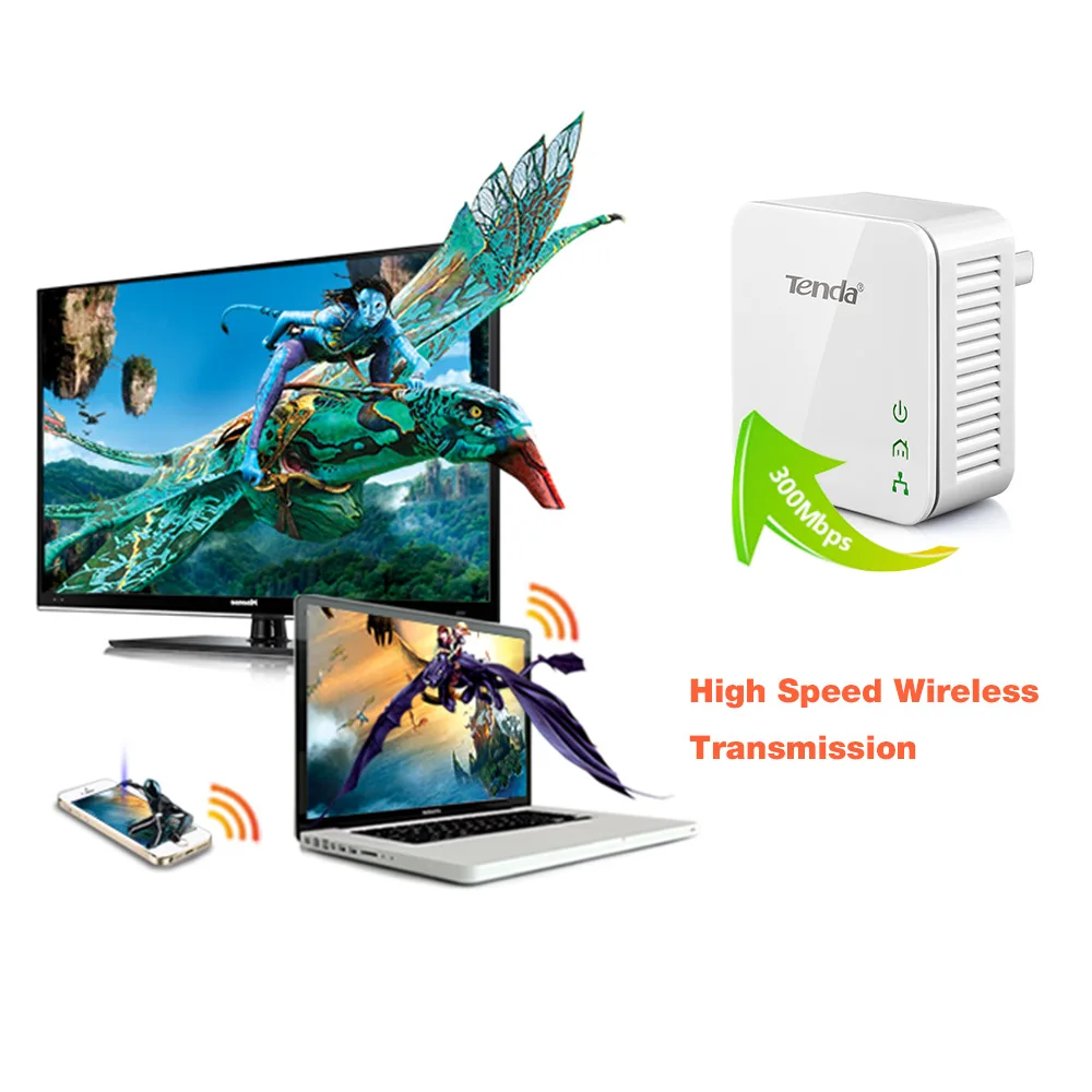 1 пара Tenda 300 Мбит/с беспроводной сетевой адаптер Ethernet PLC комплект IPTV homeplug AV Plug &