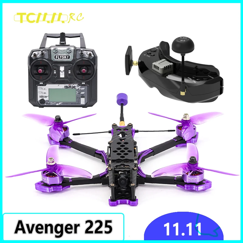 

TCMMRC Avenger 225HD Frame 2306-1850kv Brushless Motor F4-40A FC DSHOT600 PNP/RTF 5 Inch FPV Racing Drone RC Kit for Quadcopter