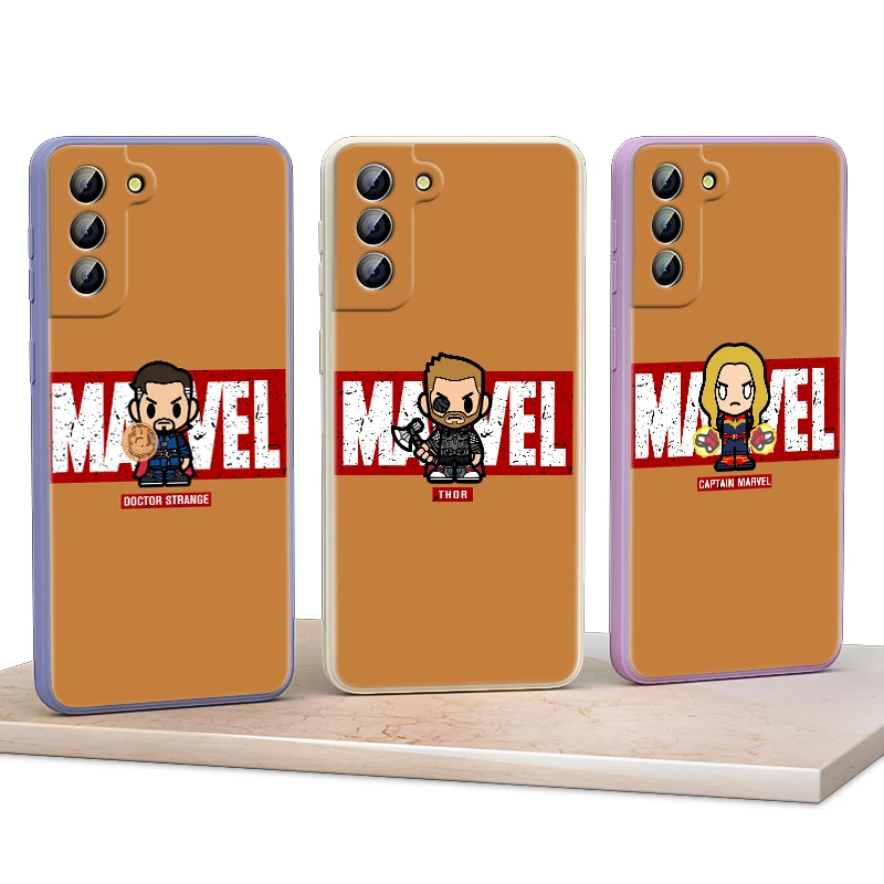 

Marvel Hero Mini Avengers For Samsung Galaxy S21 S20 FE S10 Note20 Note10 Ultra Plus Lite Pro 5G Liquid Soft Phone Case