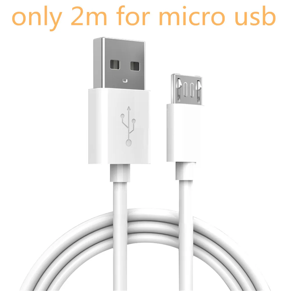 2M Cable Универсальное быстрое зарядное устройство USB EU US Plug для путешествий, настенное зарядное устройство для мобильного телефона, адаптер для samsung Xiaomi huawei LG Micro usb зарядка - Тип штекера: 2M Cable