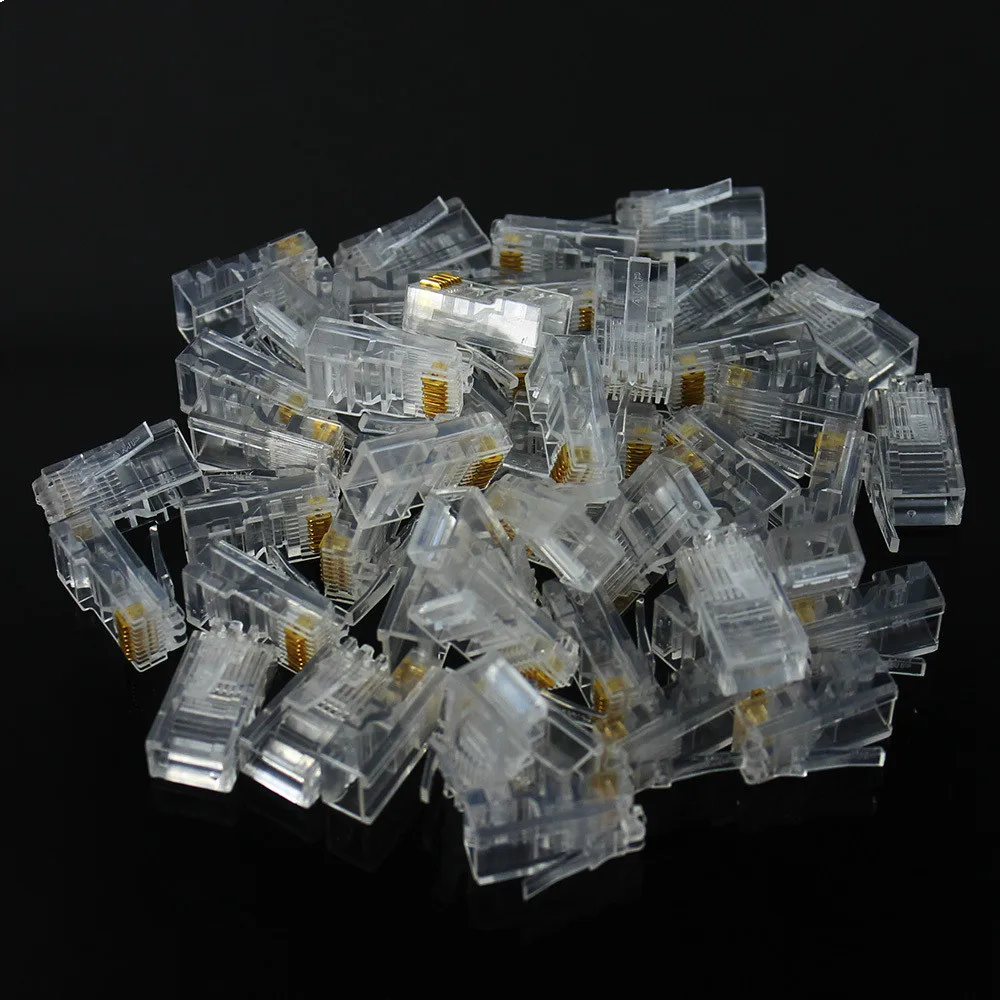 

Кабели Ethernet Cat6e Cat6, 20/50/100 шт., Модульный Штекер, сетевой соединитель, прозрачные головки, позолоченный сетевой кабель