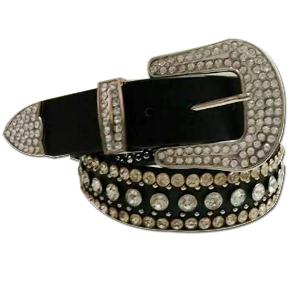 Ковбойский акриловый Блестящий Прозрачный камень мужской кожаный ремень в