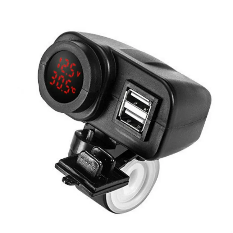 Водонепроницаемый Мотоцикл 5V 4.2A двойной USB зарядное устройство и дисплей