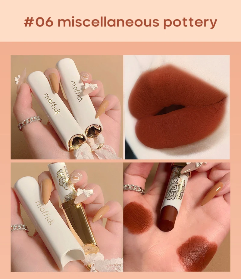 6 цветов Шелковый отделка губная помада Винтаж цвета губ Увлажняющая элегантные