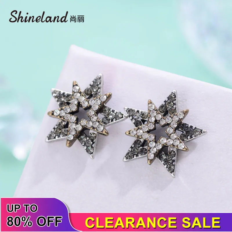 Shineland Горячая мода Brincos Bijoux звезда металлические винтажные Кристальные