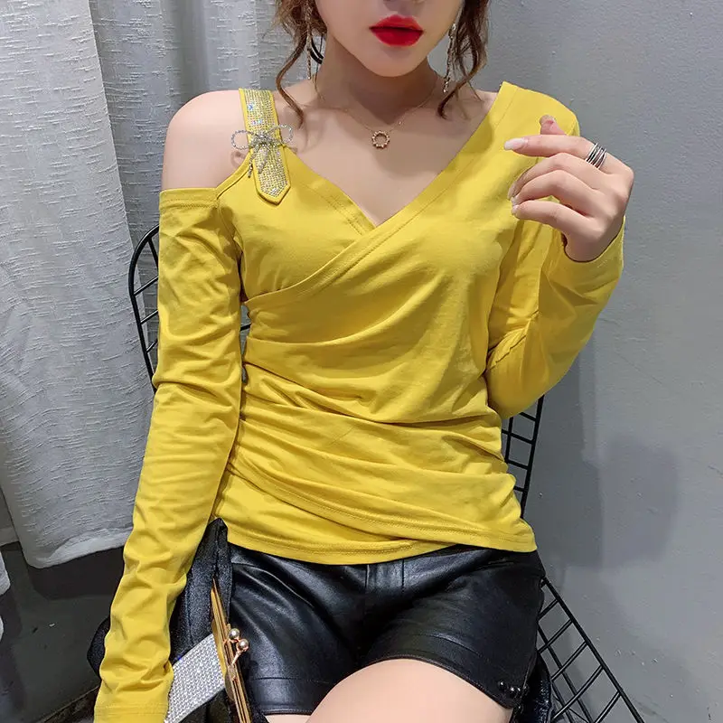 

2021 New Fashion Spring Autumn Leopard Sexy Cross V Neck Women Long Sleeve T Shirts Women Clothes Slim Casual T Shirt Y193