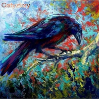 gatyztory oil painting by numbers unique gift for adults children crow painting by number handmade diy frame on canvas wall art