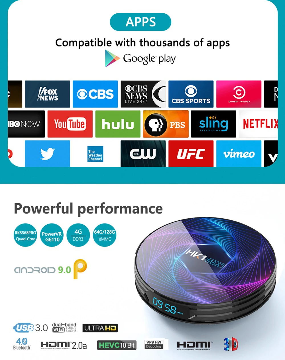 HK1 MAX Plus ТВ приставка Android 9,0 Восьмиядерный Rockchip RK3368PRO USB3.0 1080P H.265 4K 60fps Google плеер Netflix Youtube медиа pla