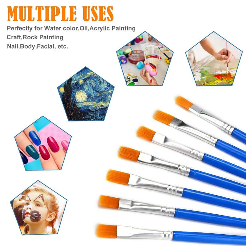 100 шт плоский набор кистей для рисования детей нейлоновые волосы акриловые