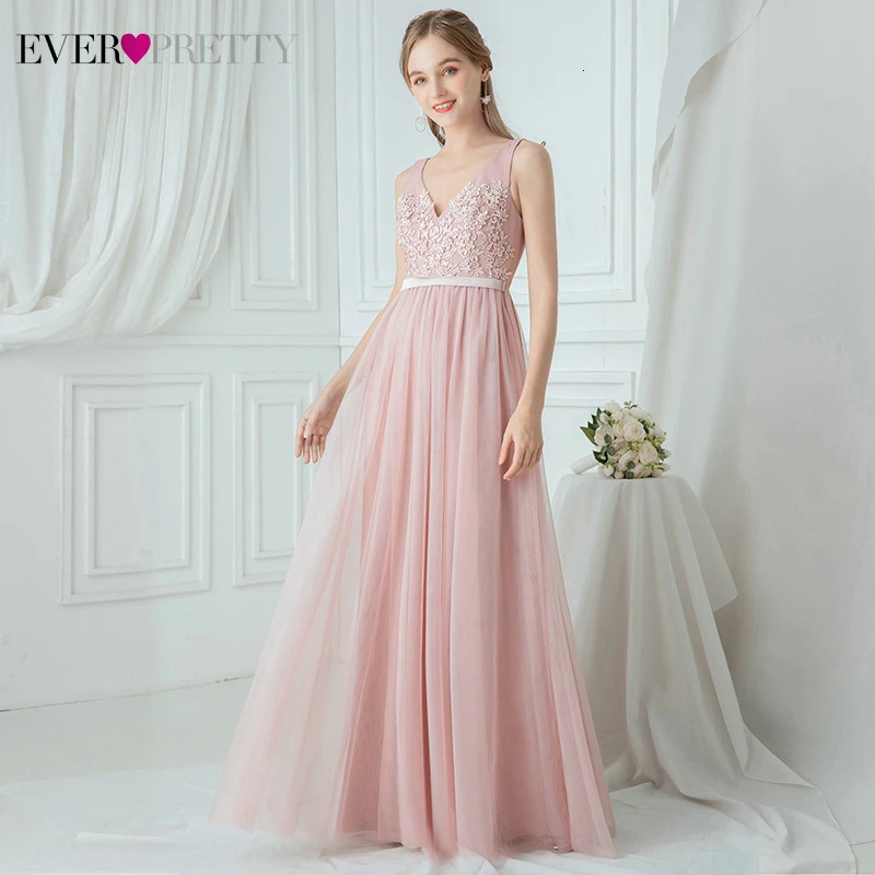 Платья подружек невесты Ever Pretty трапециевидные платья из тюля без рукавов с