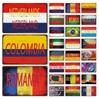 Ретро Государственный флаг страны металлический знак винтажный номерной знак фотобар паб гостиная Настенный декор Австрия Россия 6Oo-2