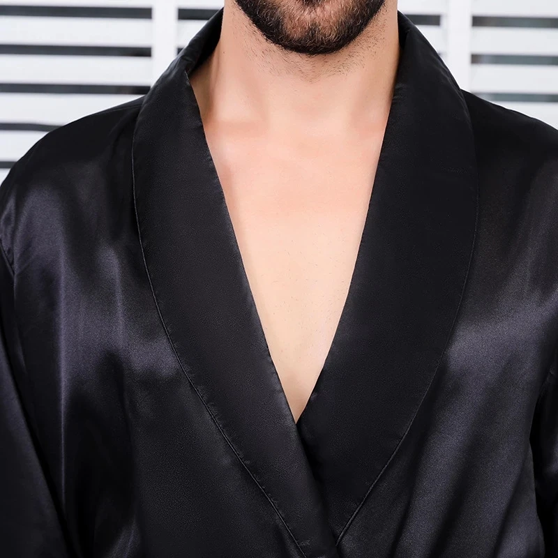 Халаты мужские атласные шелковые комплект из двух предметов роскошный костюм с