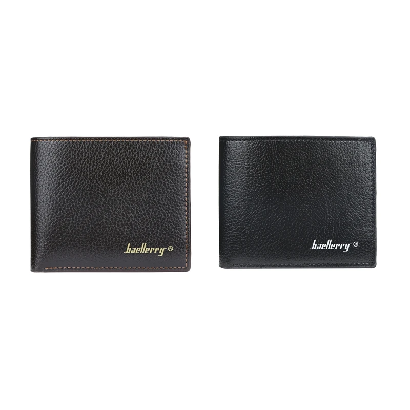 

Hot Kf-Baellerry Brand Men's PU Leather Wallet Business Card Bag Clutch Bag Short Soft Leather Lychee Pattern Coin Purse