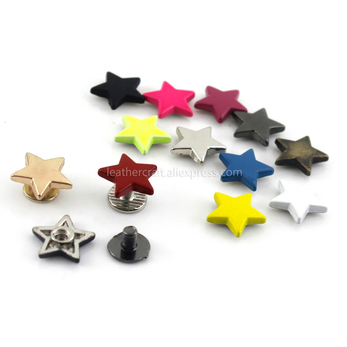 10 шт. металлические заклепки со звездами и винтовыми заклепками в стиле панк