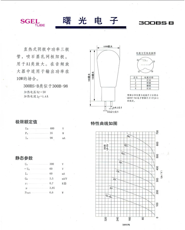 2 шт Shuguang 300BS-B(300BS, 300B-98, 300BA, 300B-98B, 300B-Z, 300B-T, WE300B) совпадающий парный усилитель HIFI звуковая вакуумная трубка