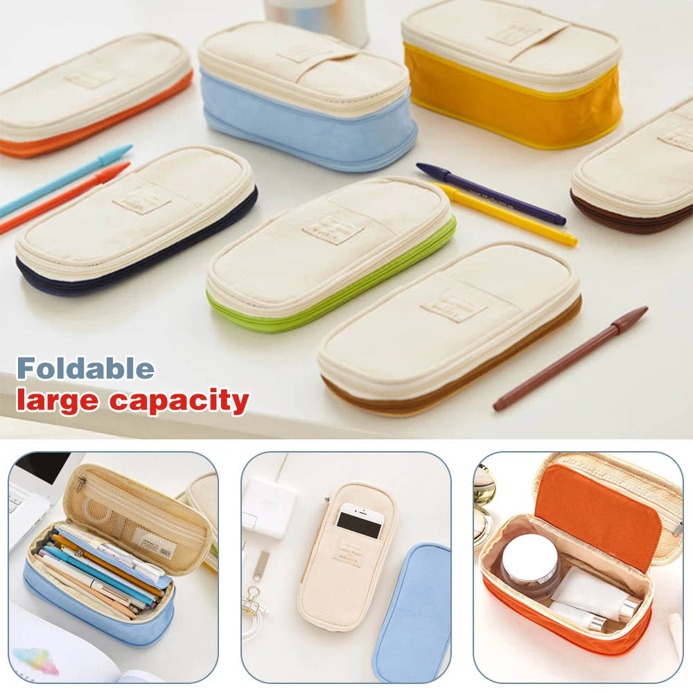 1 шт. чехол для карандашей из парусины складной стрейч двухслойный Большой