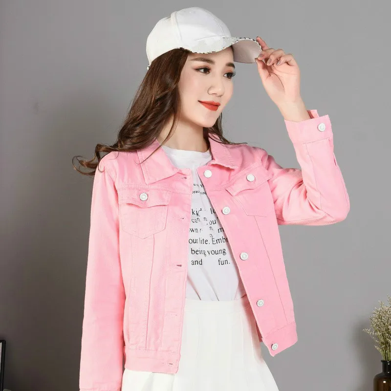 Весенняя приталенная белая куртка в стиле ретро для девочек джинсовый короткий