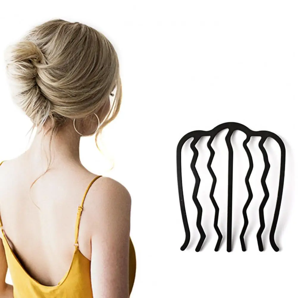 

Fashion Easy to Match Hair Insert Comb Messy Bun Hair Pin Wear-resistant Metal Wave Shape Hair Fork Easy to Carry for Parties