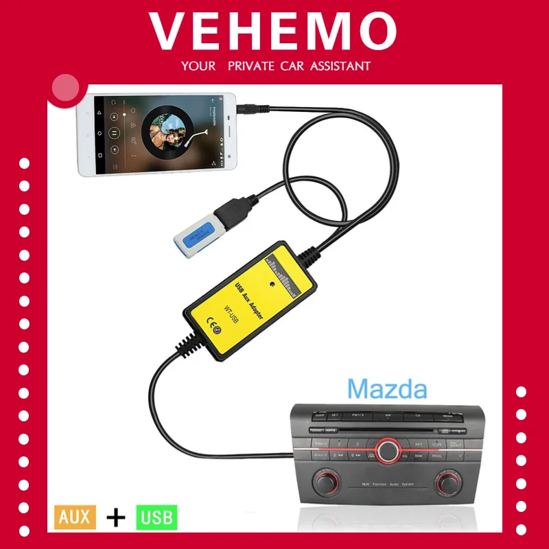 Автомобильный MP3 USB AUX адаптер VEHEMO 3 5 мм Интерфейс CD для A2 A4 A6 S6 A8 dapter Connect Digital Changer