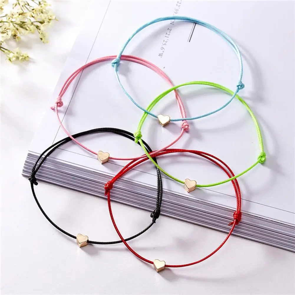 

Women Love Heart Woven Rope Adjustable Bracelet Wristband Jewelry Accessory Gift