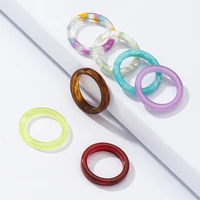 7pcsset fashion vintage transparent acrylic circle geometric rings for women girls simple colorful marble pattern rings jewelry