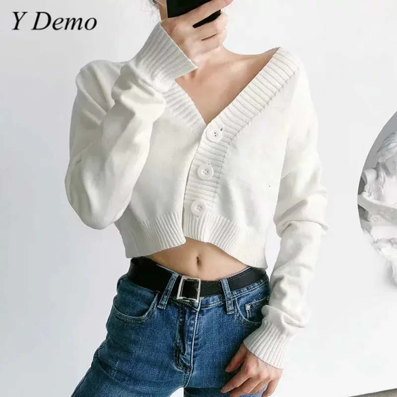 New Arrival Sutumn Stylish Solid Color Women V Neck Single Breasted Sweater Female Knitting Jacket |