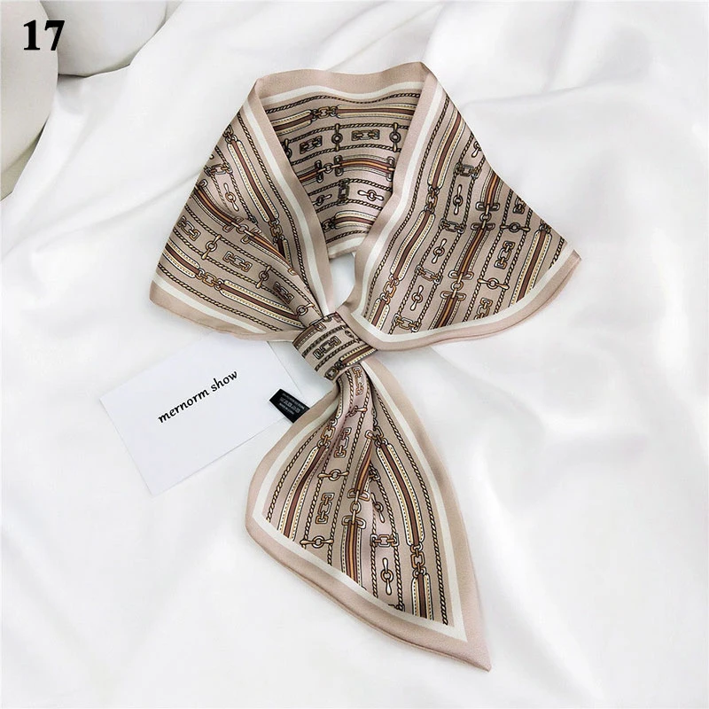 

2021 New Luxury Silk Scarf Foulard Neckerchief Bandana Luxury Brand Female Hair Scarves Shawl Wraps Headband Hijab Cachecol