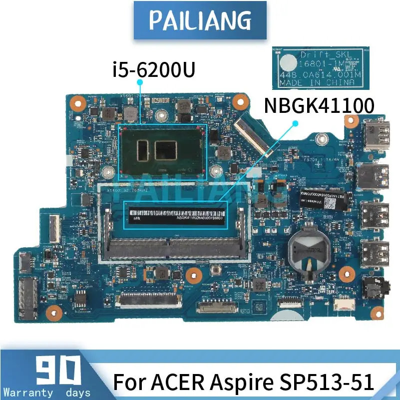 Материнская плата для ноутбука ACER Aspire SP513-51 i5-6200U материнская 16801-1 SR2EY DDR4