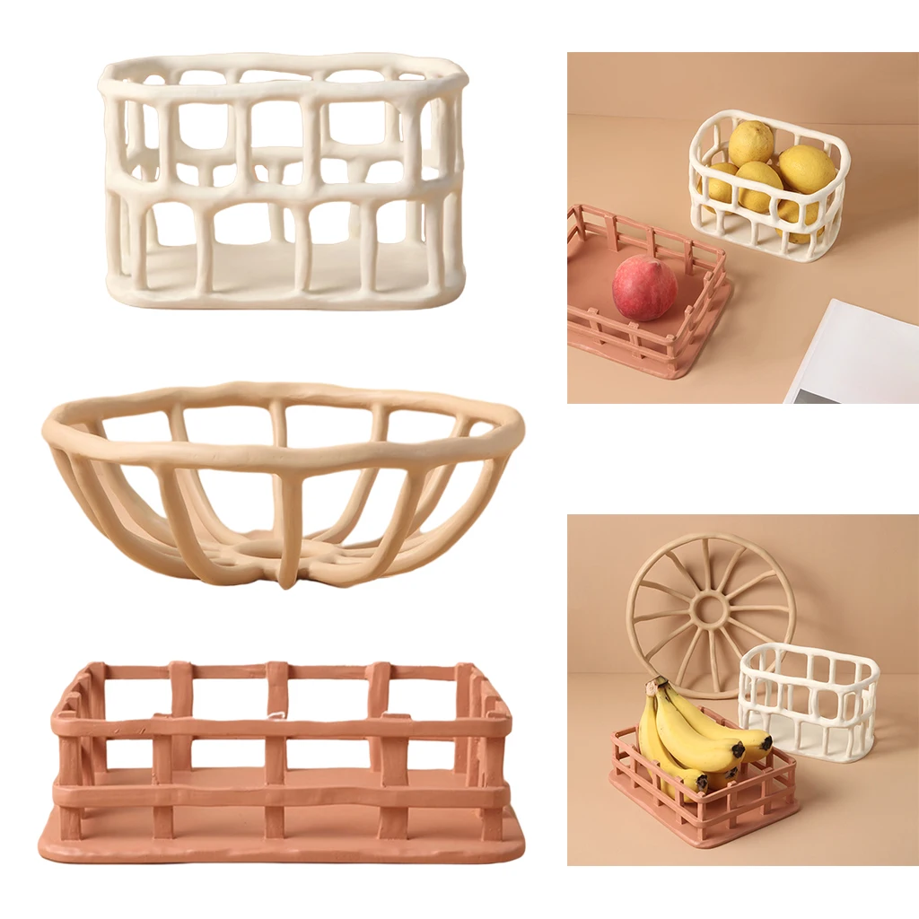 

Home Creative Resin Hollow Fruit Tray Display Plate Bowl Kitchen Furnishing