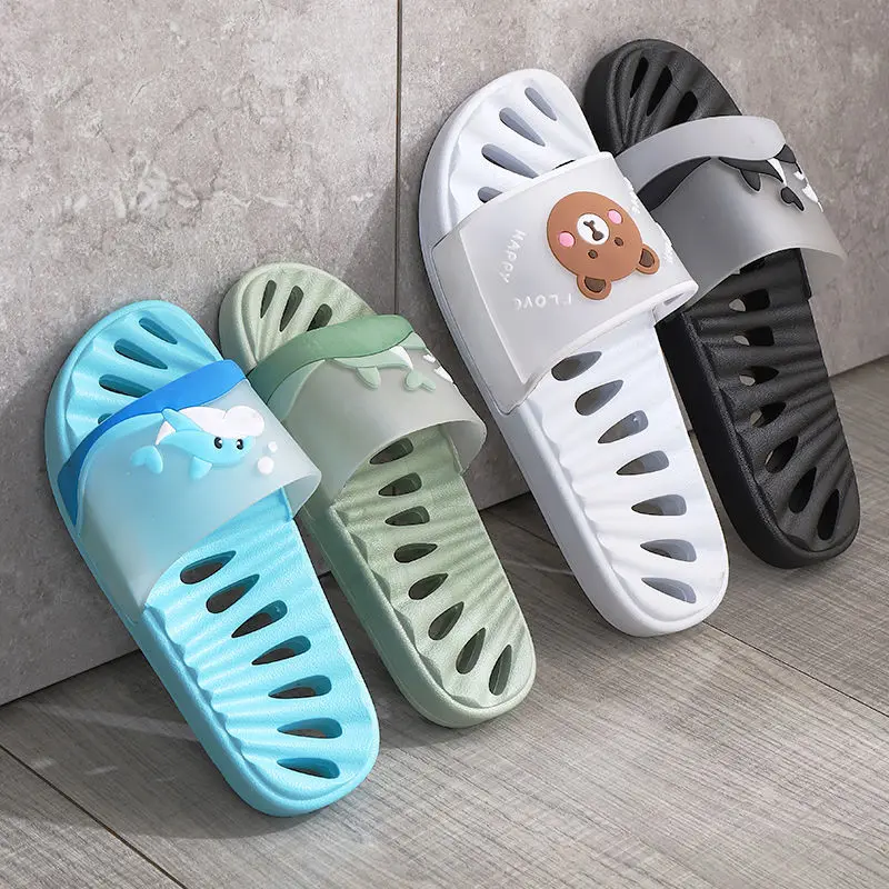 Home bathroom leak slippers women's home anti-slip soft-soled parent-child drag speed dry breathable indoor couple slippers
