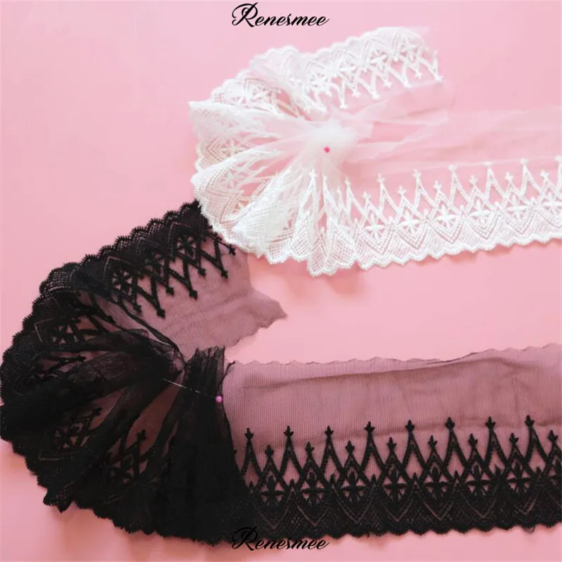 Мягкая фатиновая сетка цвета слоновой кости черная ткань с кружевной отделкой