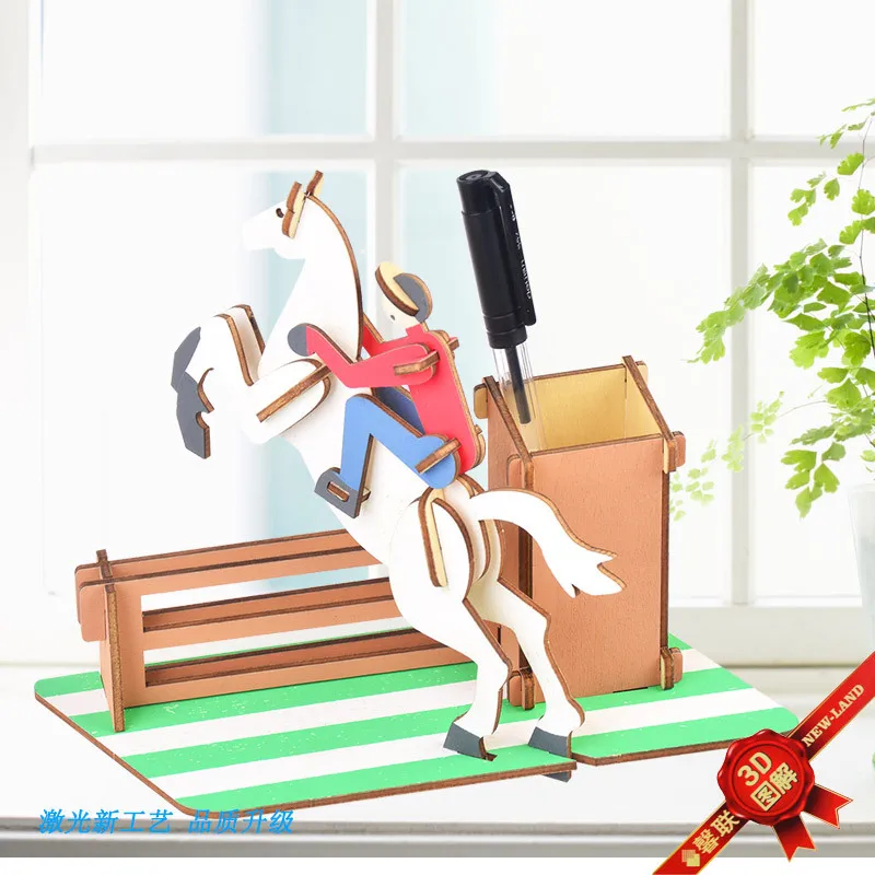 1 шт. модный креативный Деревянный Мини пазл держатель для ручек модель детей