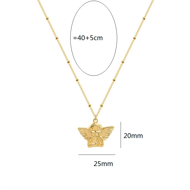 

Cupid Angel pendant necklace for women stainless steel gold baby angel clavicle dainty necklace women fashion jewelry 2021