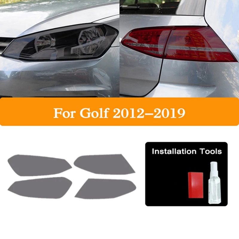 

AU05 -4Pcs Car Front Headlight Rear Taillight Trasparent TPU Protective Film for Golf 7 MK7 2012-2019
