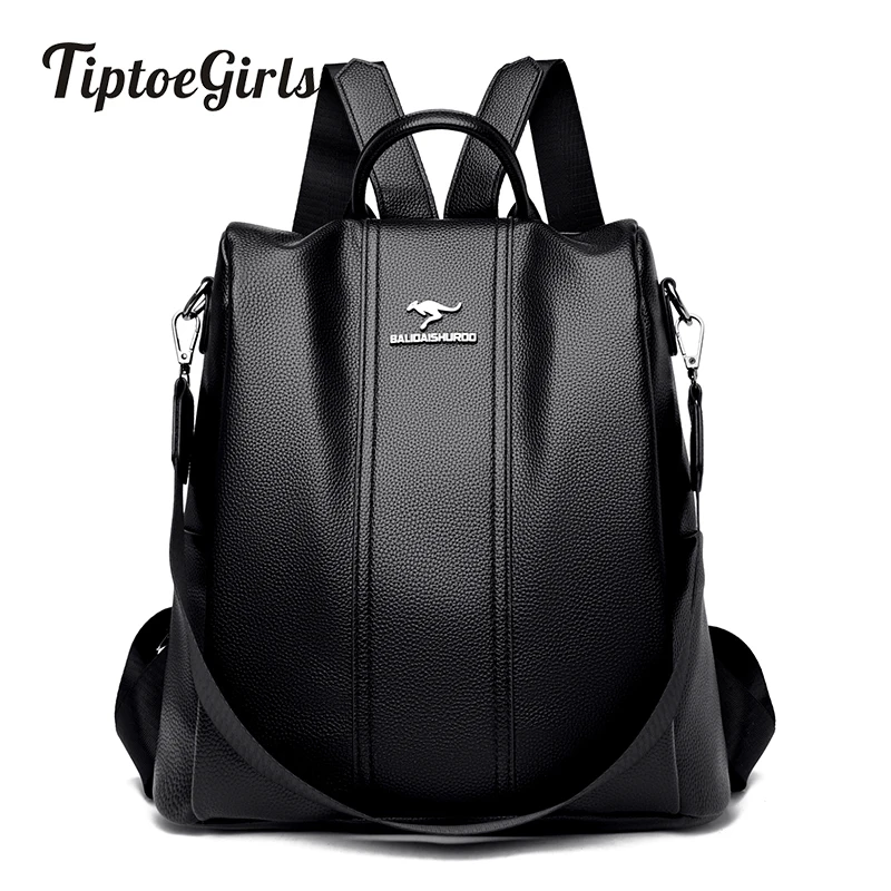 

2021 Female Leather Backpacks High Quality Ladies Bagpack Luxury Designer Large Capacity Casual Daypack Sac A Dos Girl Mochilas