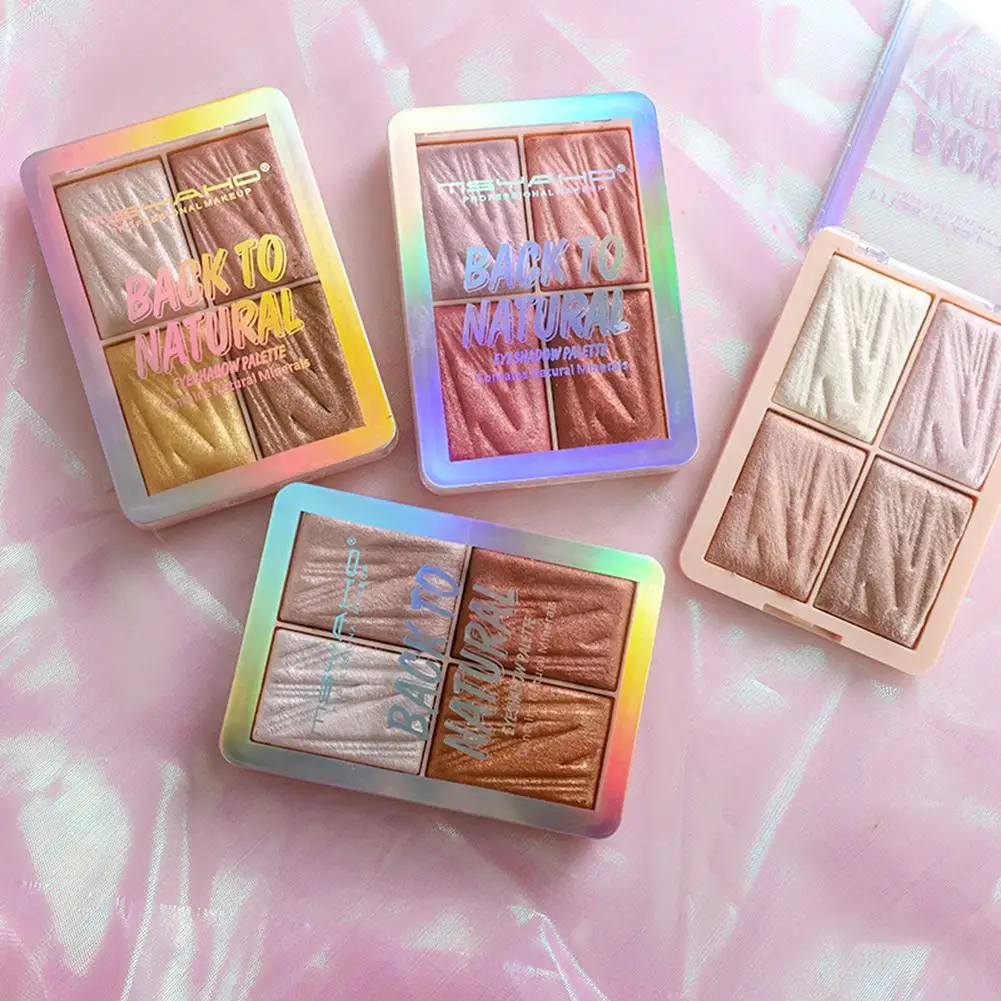 

4 Colors Highlighter Powder Palette Contouring Makeup Brightener Facial Highlight Shimmer Cosmetics