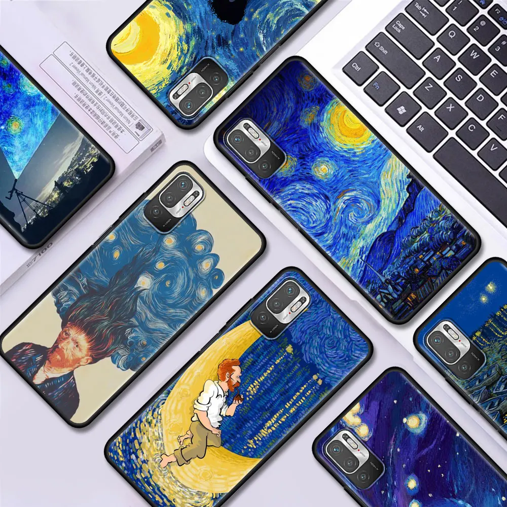 

Paintings Starry Night Van Gogh Chic Silicone Case For Xiaomi Redmi Note 9S 9 8 Pro 9C 7 8T 8 10 9A 7A K40 4G 8A Cover Soft Bag